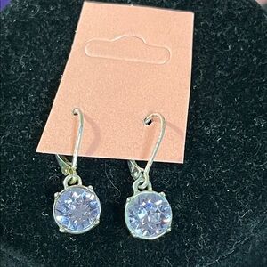 Silver Drop Earrings with Light Lavender Stones